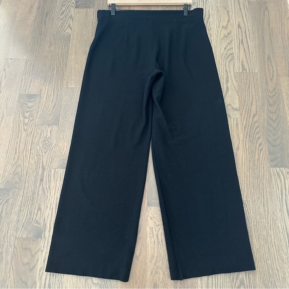 SOLD Eileen Fisher 100% Wool Boucle Knit High Waist Straight Leg Pant Black M - Picture 8 of 9